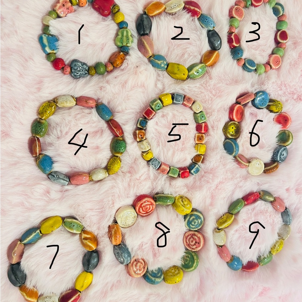 2/$25 ❤️❤️Elastic Colorful Beaded Ceramic Bracelets